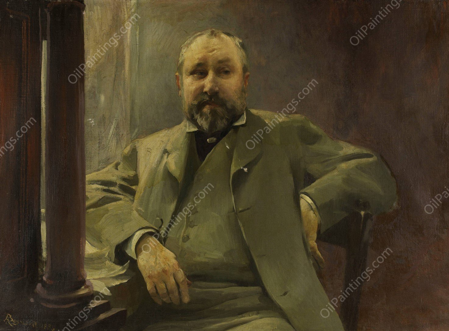 Portrait de Francis Magnard  by Albert Besnard - Hand-Painted Oil Painting Reproduction