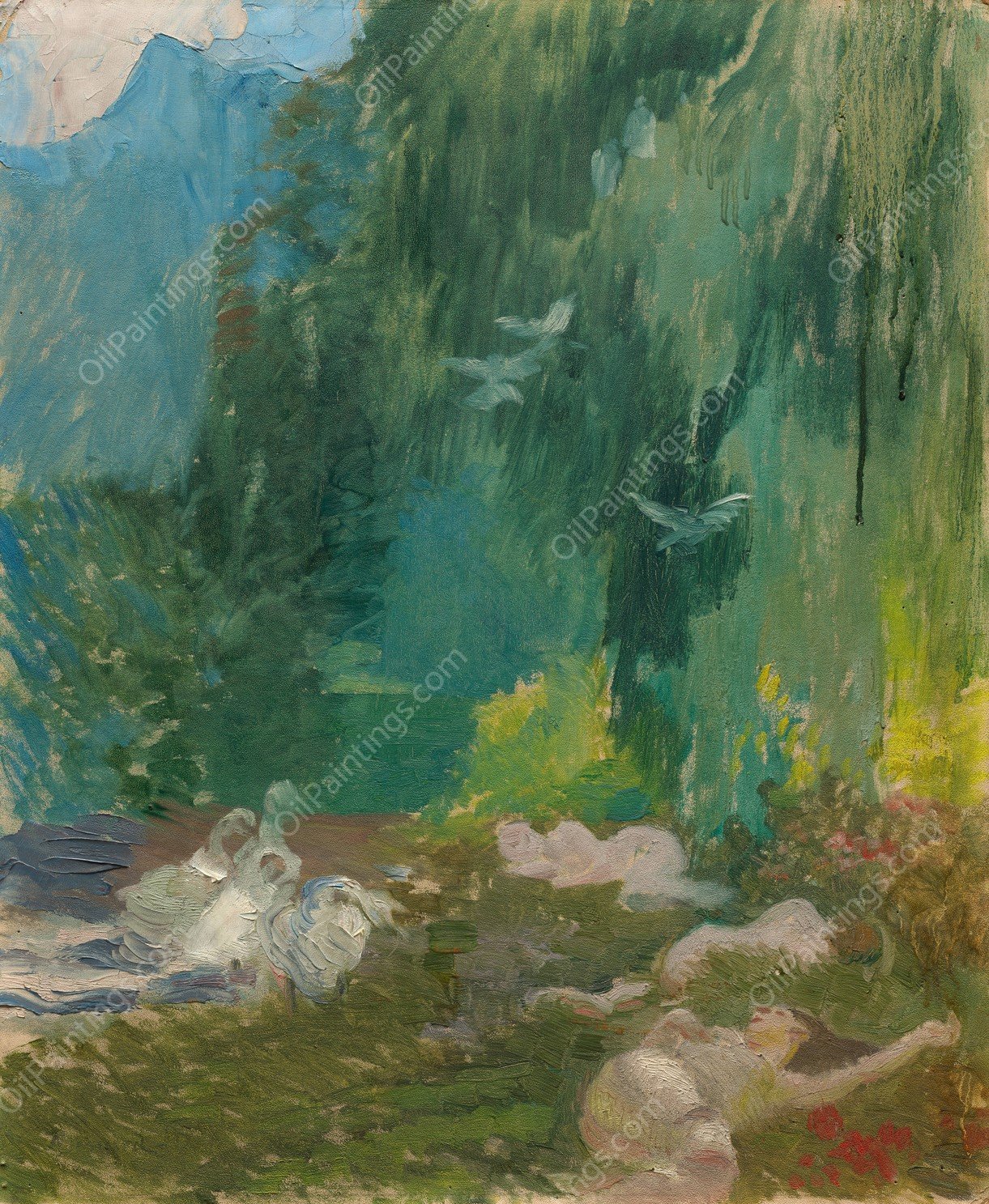 The Siesta  by Albert Besnard - Hand-Painted Oil Painting Reproduction