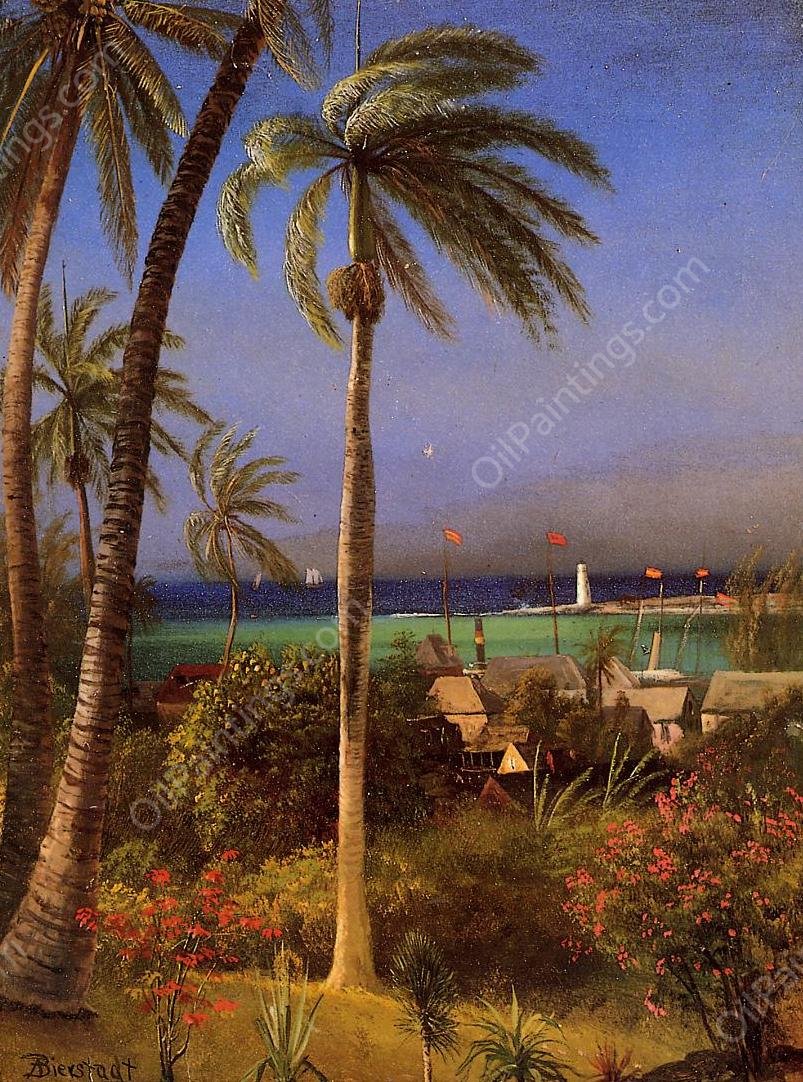 Bahamian View by Albert Bierstadt - Hand-Painted Oil Painting Reproduction