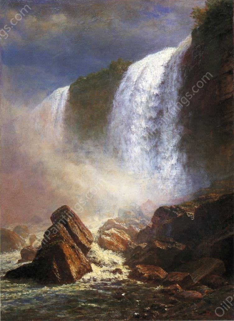 Falls of Niagara from Below by Albert Bierstadt - Hand-Painted Oil Painting Reproduction