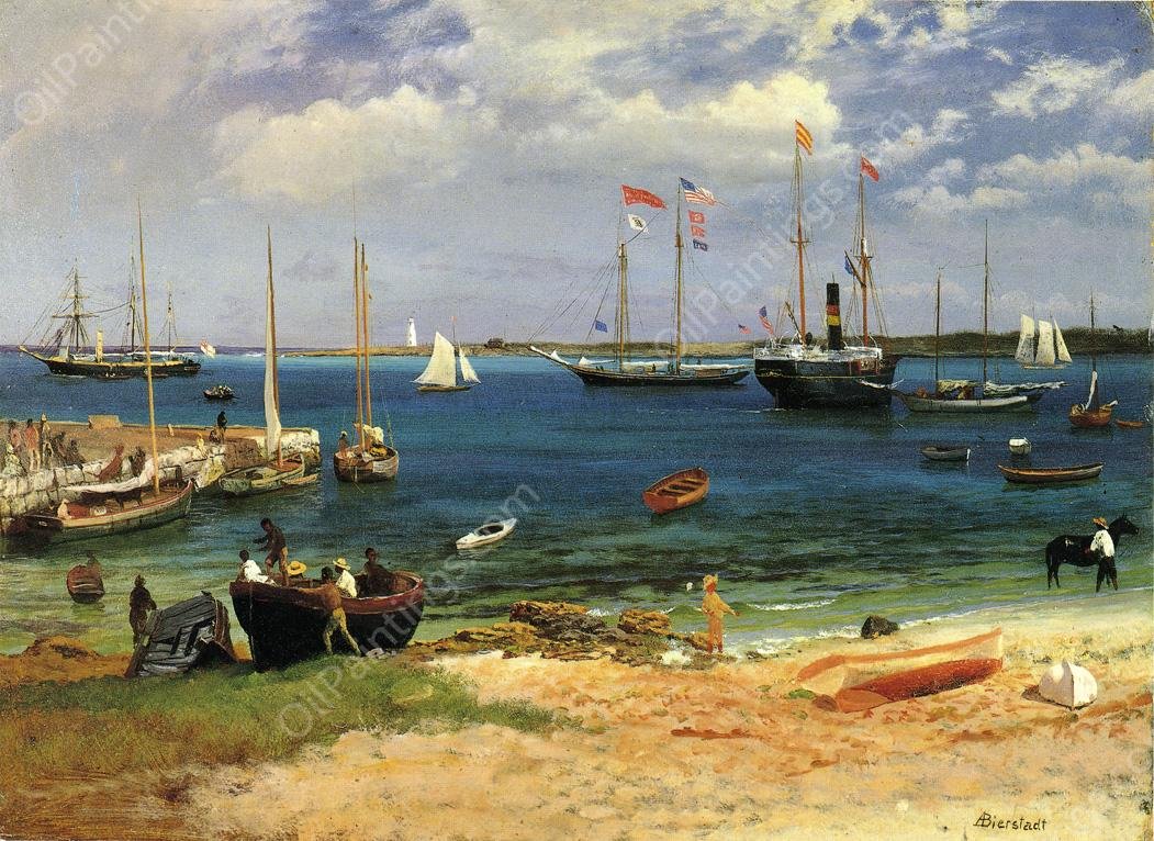 Nassau Harbor by Albert Bierstadt - Hand-Painted Oil Painting Reproduction