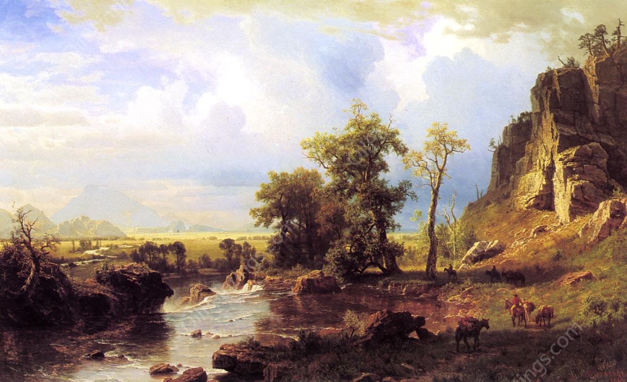 North Fort of the Platte River, Nebraska by Albert Bierstadt - Hand-Painted Oil Painting Reproduction