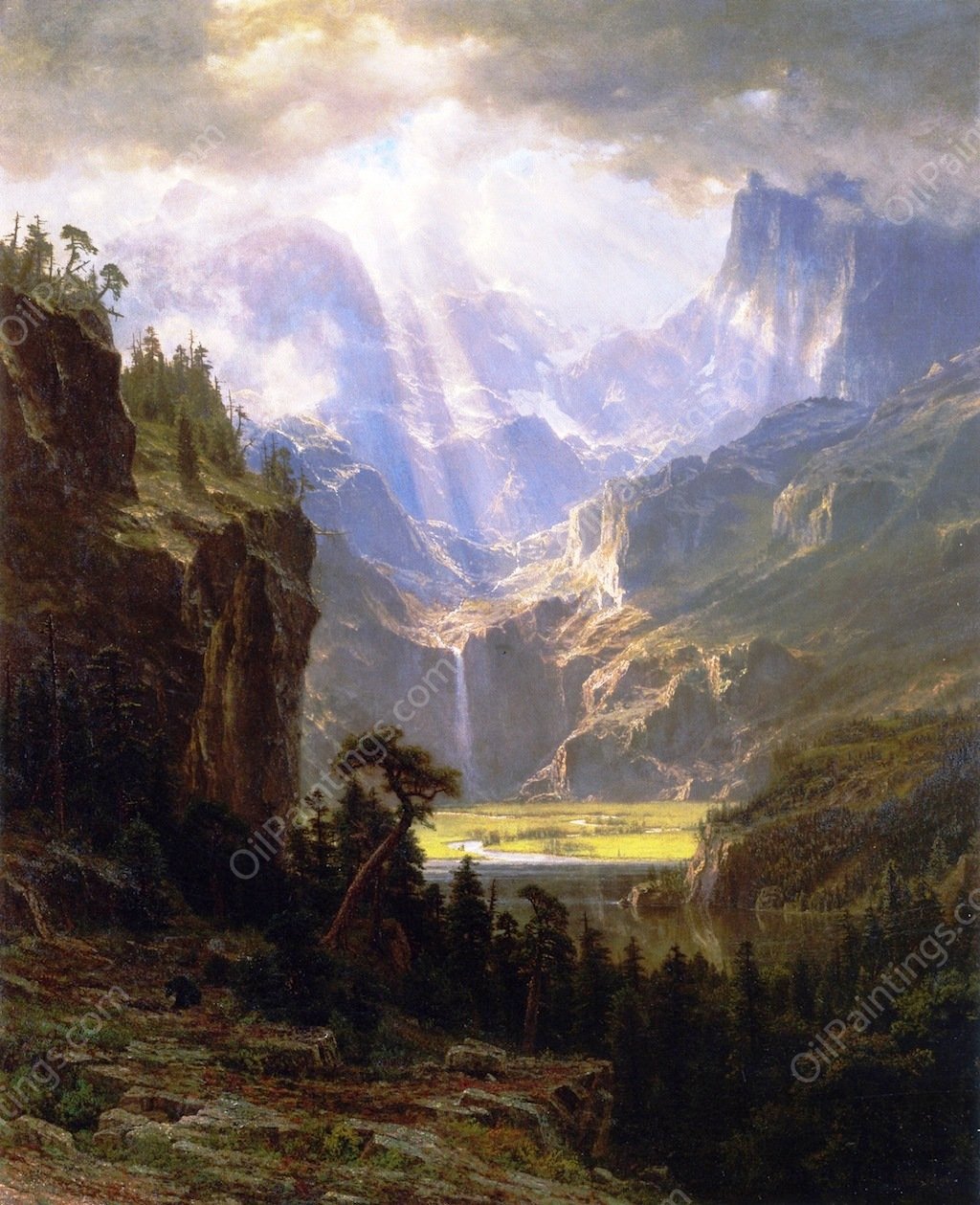 Rocky Mountains II by Albert Bierstadt - Hand-Painted Oil Painting Reproduction