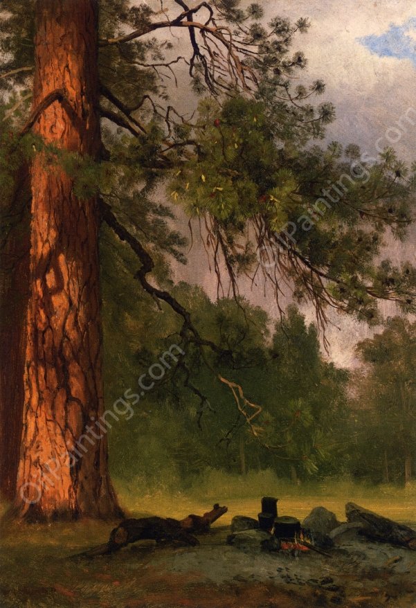 Yosemite Camp Kitchen by Albert Bierstadt - Hand-Painted Oil Painting Reproduction