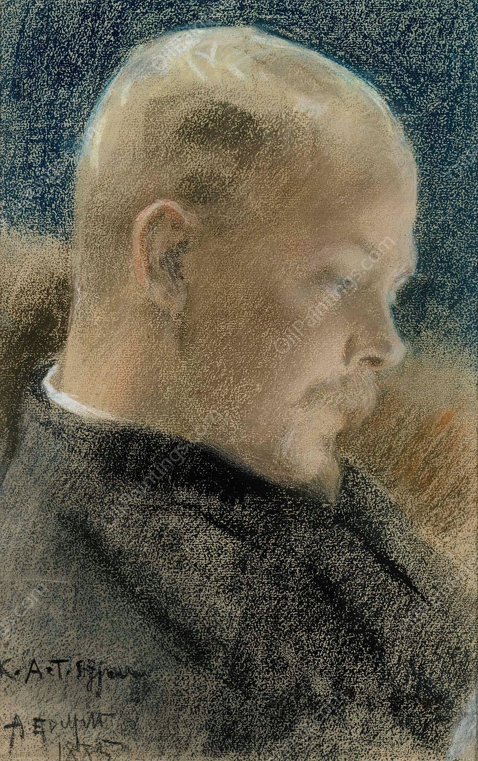 Portrait of the Author Karl A. Tavaststjerna  by Albert Edelfelt - Hand-Painted Oil Painting Reproduction