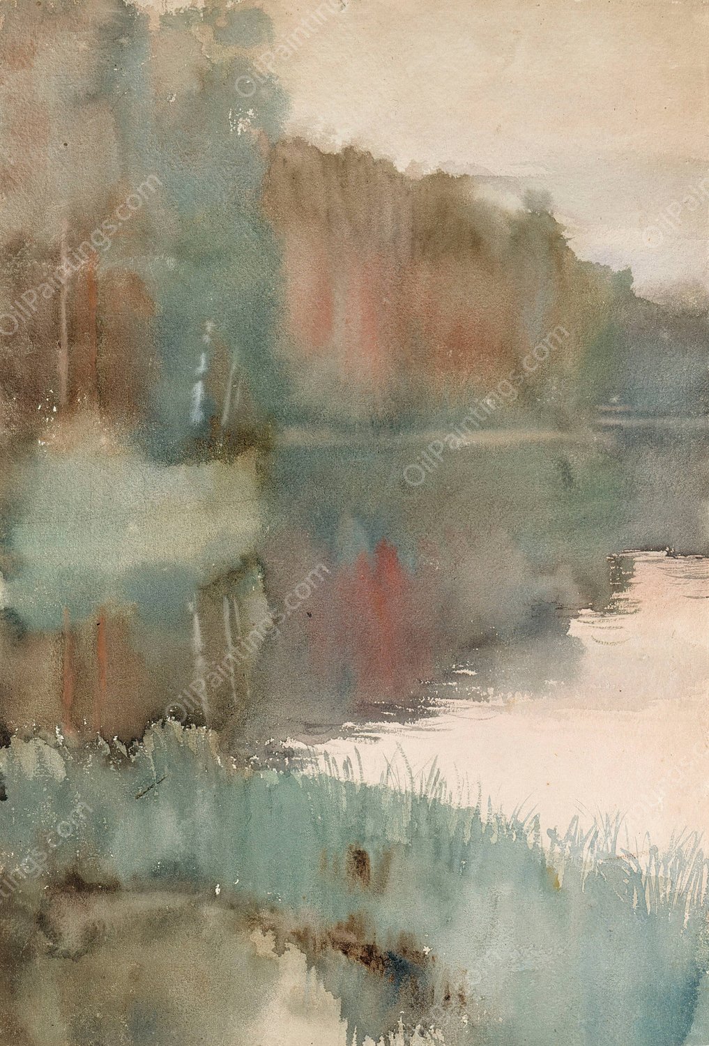 Seashore at Haikko in Autumn ; Landscape, Autumn  by Albert Edelfelt - Hand-Painted Oil Painting Reproduction