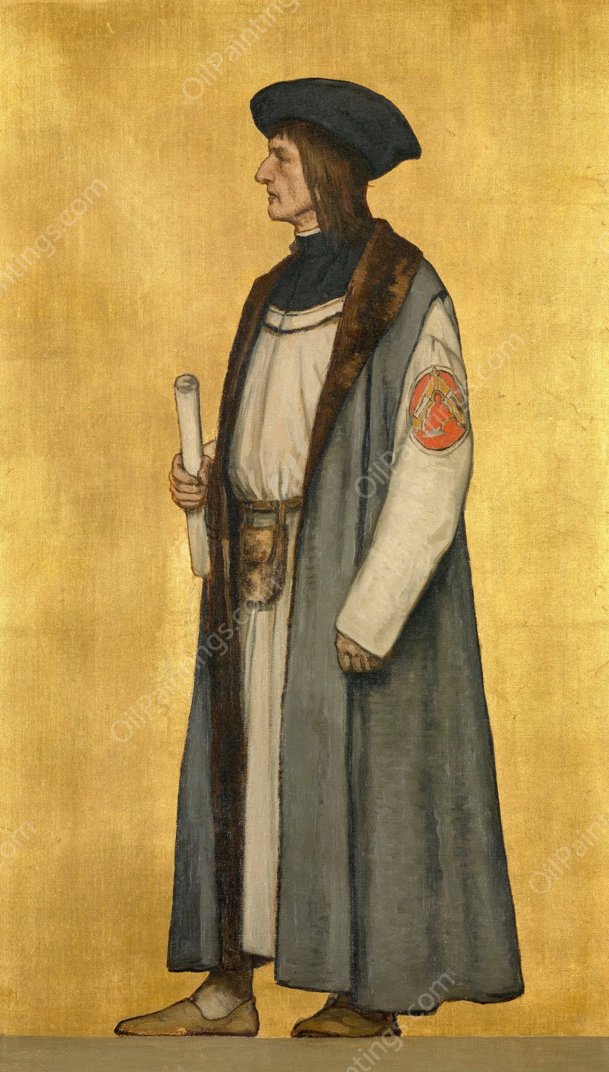 The Architect Jan van Oudenaerde  by Albert Frans Lieven De Vriendt - Hand-Painted Oil Painting Reproduction