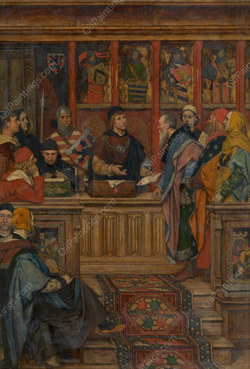 The Hanseatic League receives its Charter  by Albert Frans Lieven De Vriendt - Hand-Painted Oil Painting Reproduction