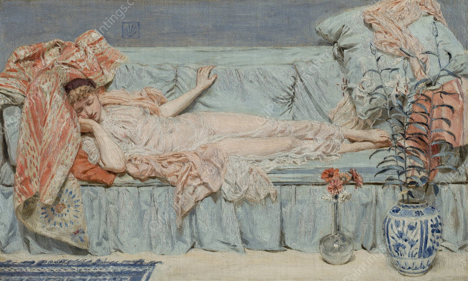 Lilies  by Albert Joseph Moore - Hand-Painted Oil Painting Reproduction