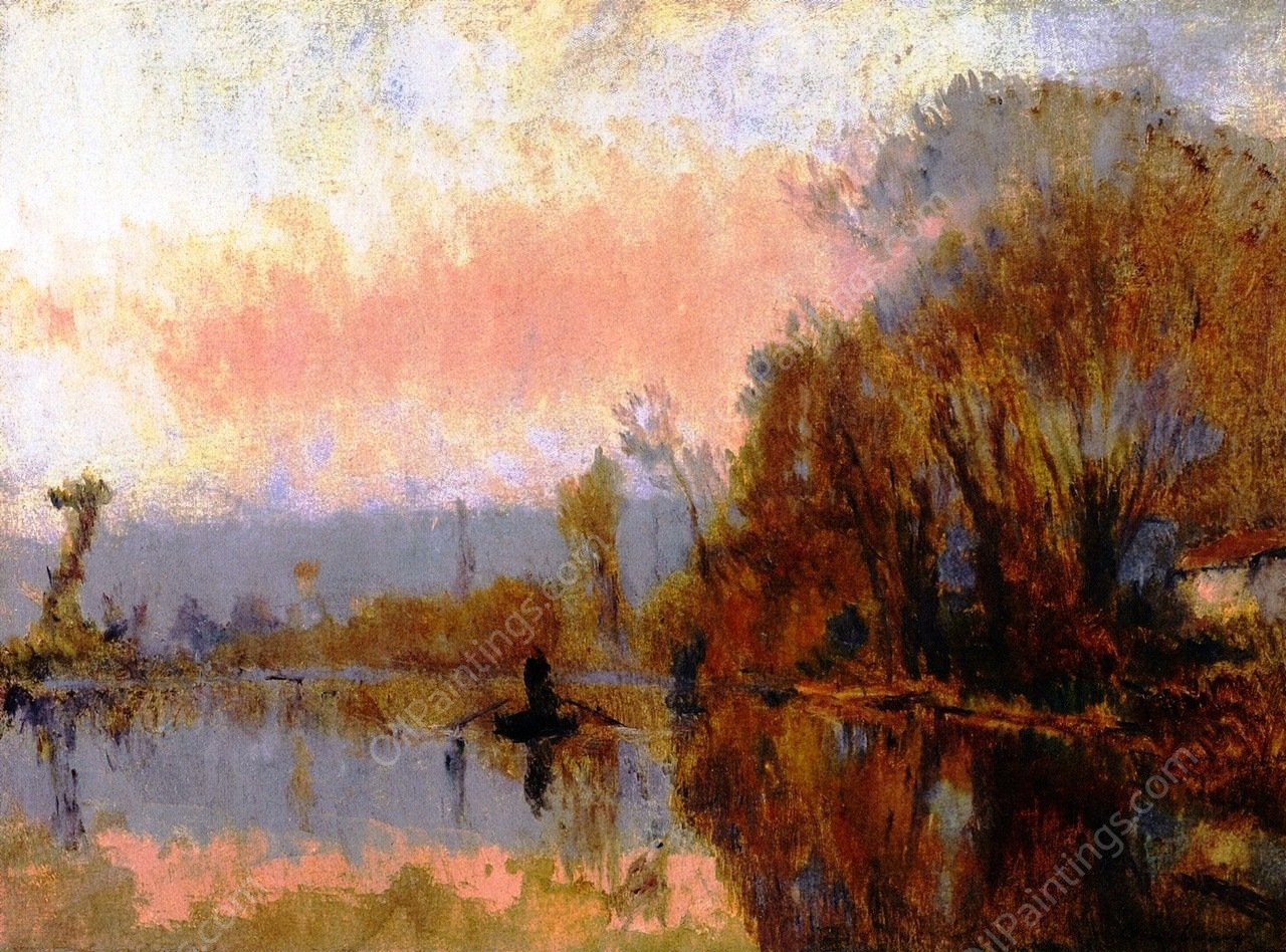 A Boatman by Albert Lebourg - Hand-Painted Oil Painting Reproduction