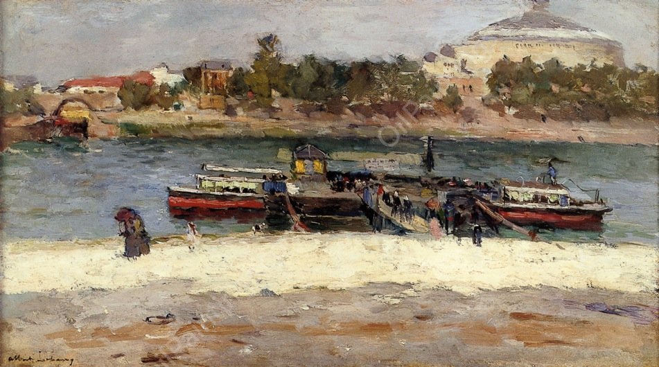 Bateau-Mouche at the Quai St Bernard in Paris by Albert Lebourg - Hand-Painted Oil Painting Reproduction