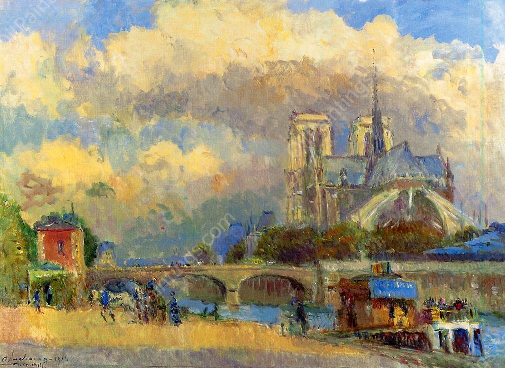 Notre Dame de Paris by Albert Lebourg - Hand-Painted Oil Painting Reproduction
