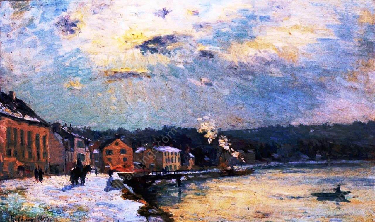 Snow at Bougival, Winter Sunlight by Albert Lebourg - Hand-Painted Oil Painting Reproduction