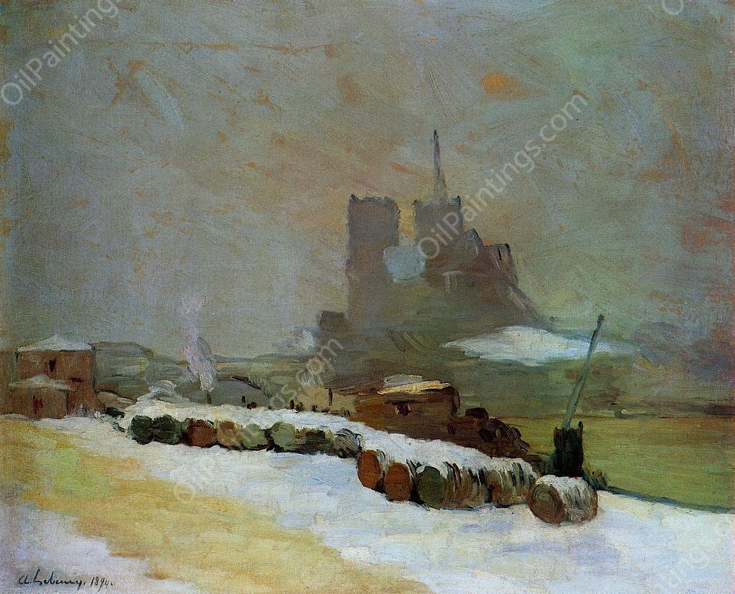 View of Notre Dame, Winter by Albert Lebourg - Hand-Painted Oil Painting Reproduction