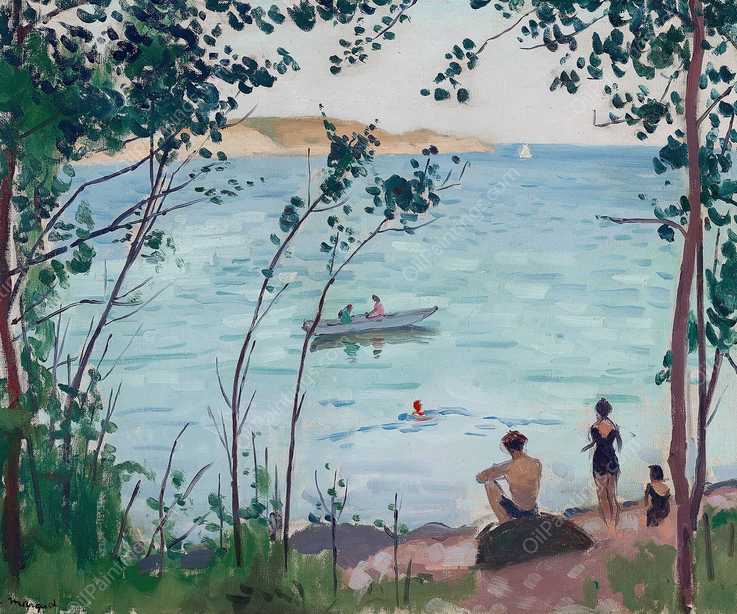 Baigneurs a Carqueiranne  by Albert Marquet - Hand-Painted Oil Painting Reproduction