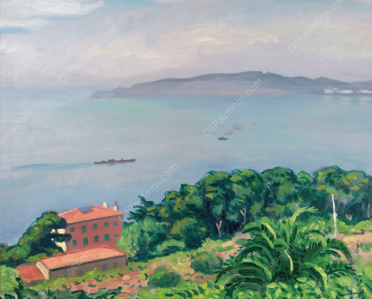 Toulon, Le Cap Brun  by Albert Marquet - Hand-Painted Oil Painting Reproduction
