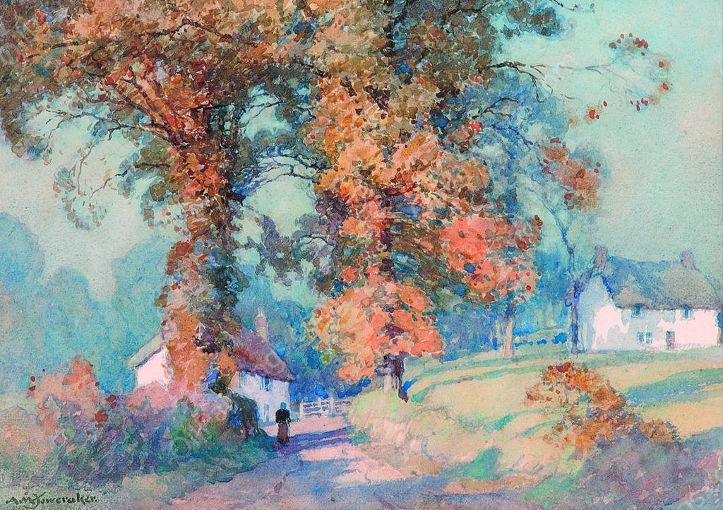 A Devonshire Lane by Albert Moulton Foweraker - Hand-Painted Oil Painting Reproduction