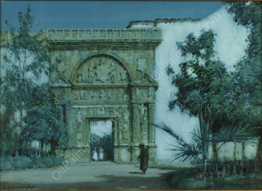 Moonlight, Cordoba by Albert Moulton Foweraker - Hand-Painted Oil Painting Reproduction