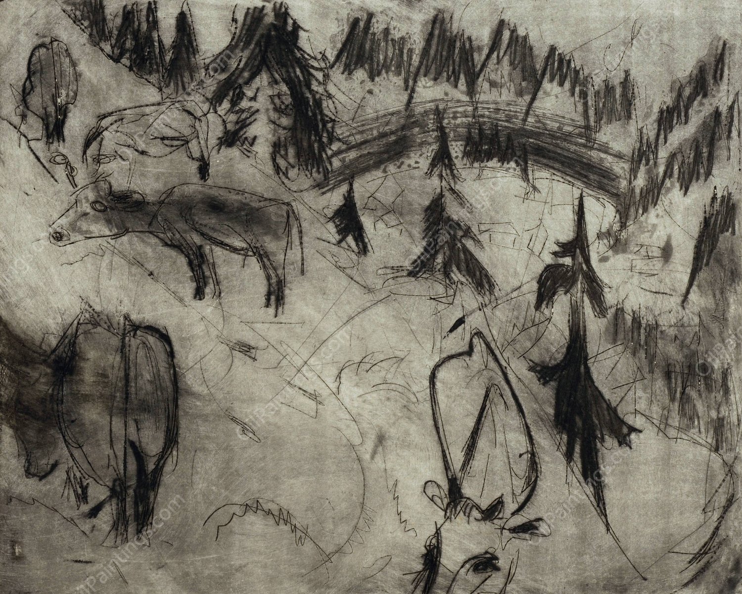 Bergweide  by Albert Muller - Hand-Painted Oil Painting Reproduction