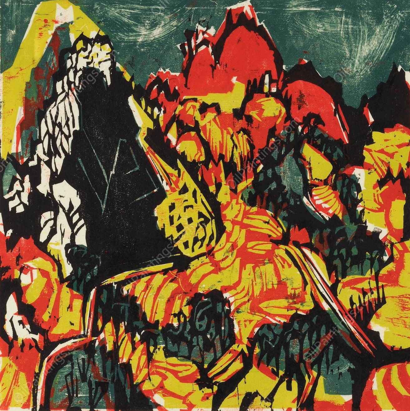 Farbige Tessinerlandschaft  by Albert Muller - Hand-Painted Oil Painting Reproduction