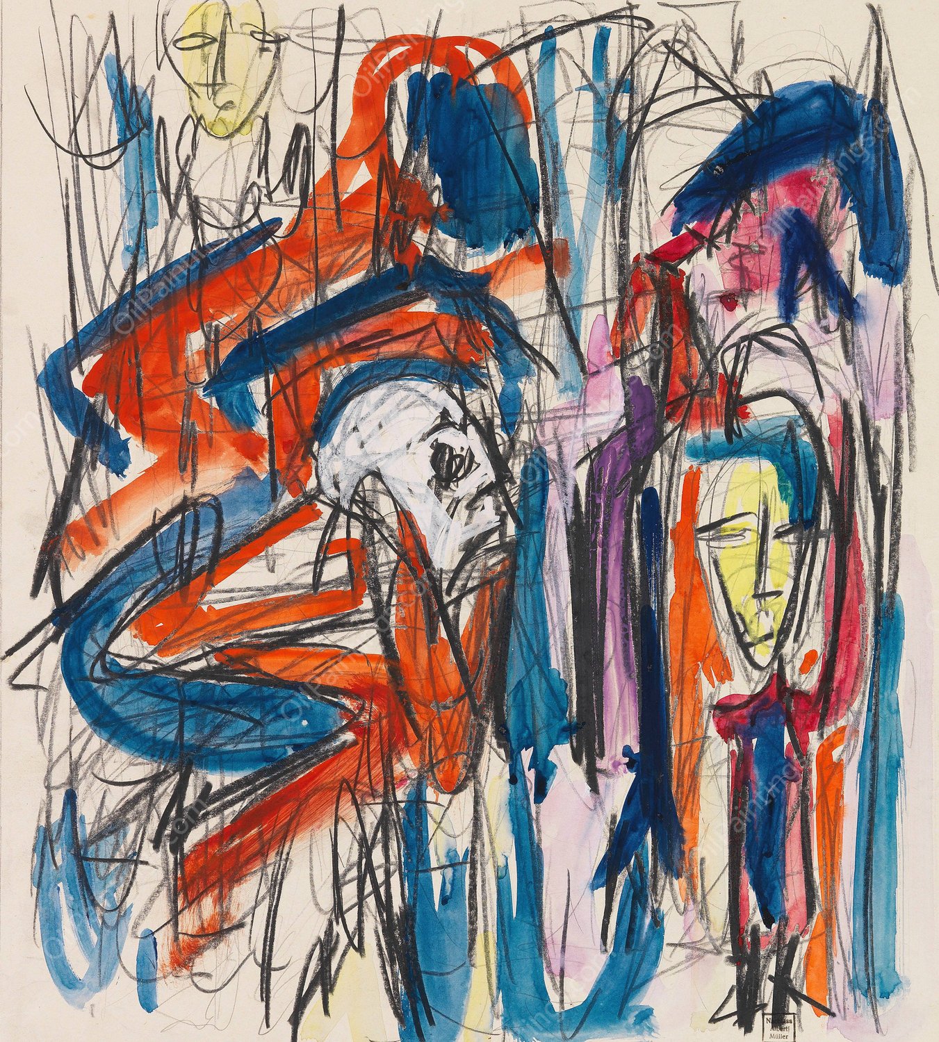 Ohne Titel  by Albert Muller - Hand-Painted Oil Painting Reproduction