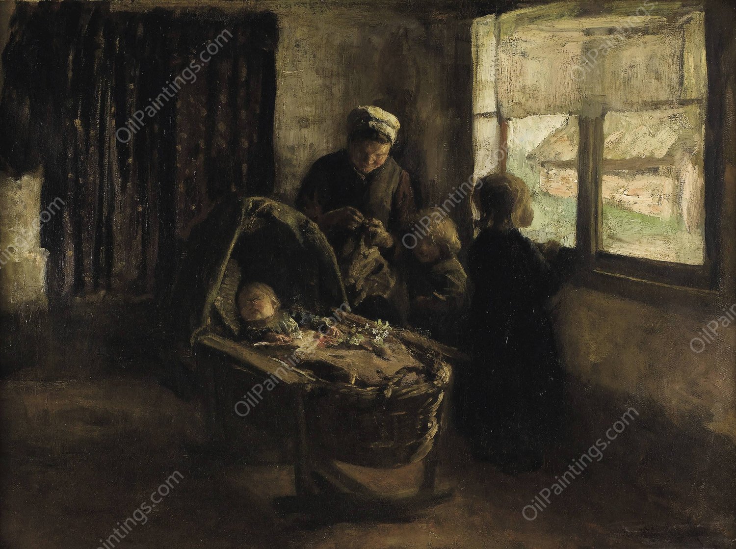 Baby's Naptime by Albert Neuhuys - Hand-Painted Oil Painting Reproduction