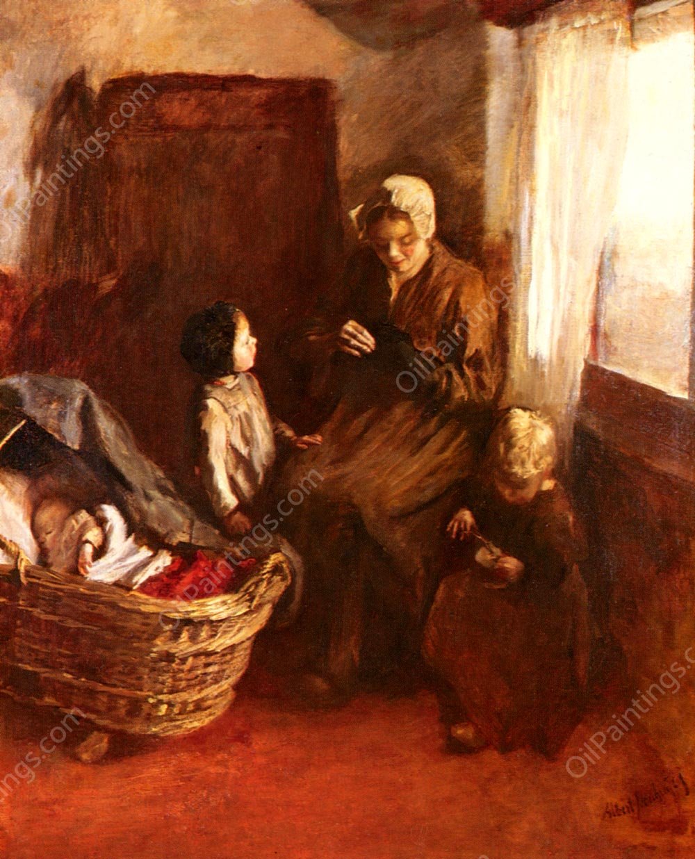 Cattagers at Scheveningen by Albert Neuhuys - Hand-Painted Oil Painting Reproduction