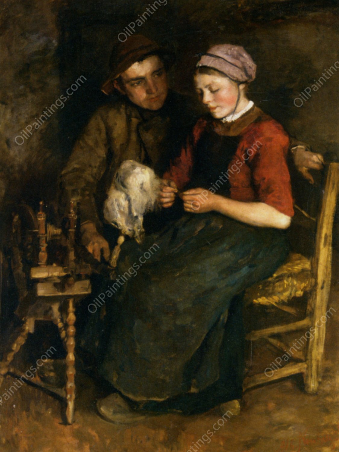 Young Love by Albert Neuhuys - Hand-Painted Oil Painting Reproduction