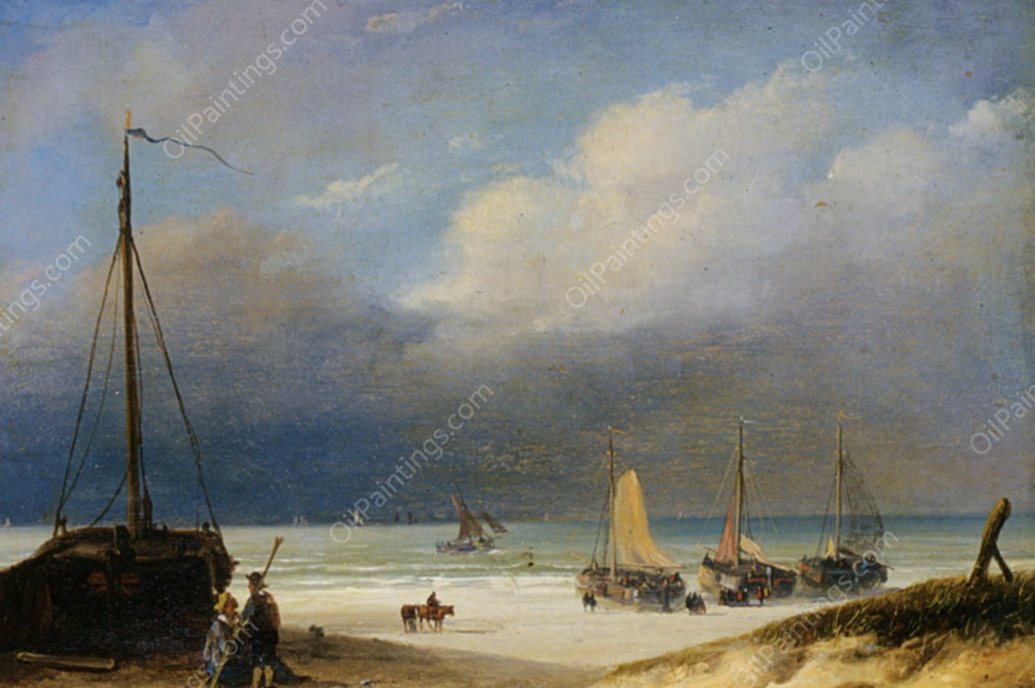 Bomschuiten on the Beach by Albert Roosenboom - Hand-Painted Oil Painting Reproduction