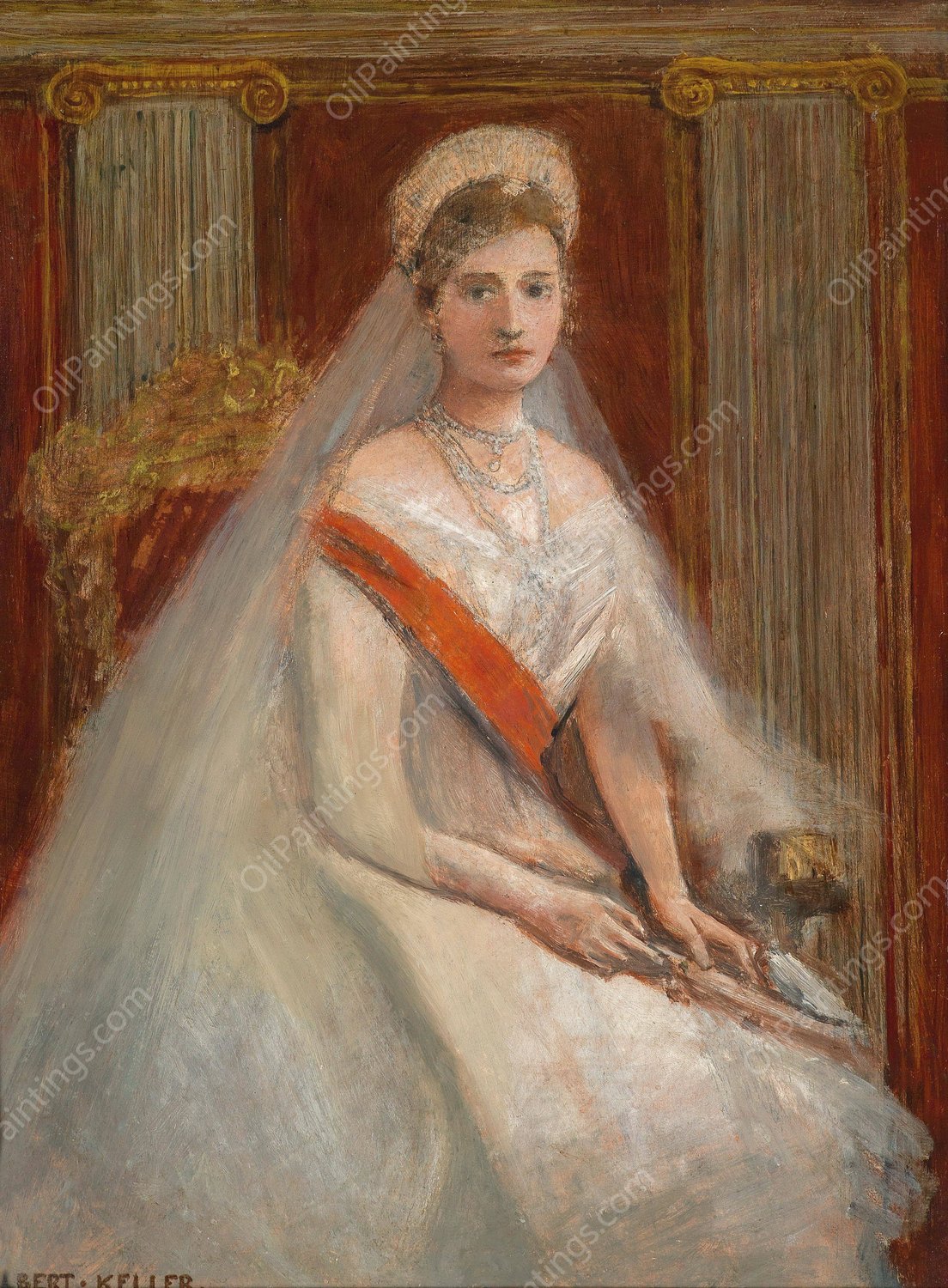 Bildnis Zarin Alexandra Fjordorovna by Albert Von Keller - Hand-Painted Oil Painting Reproduction