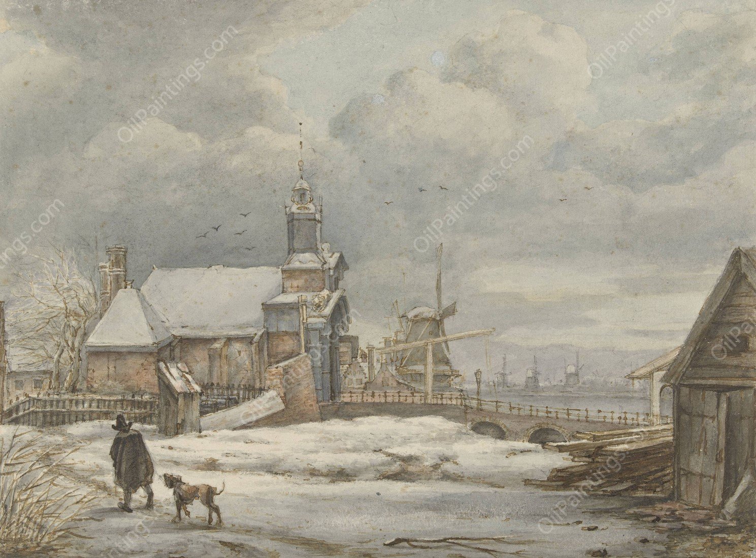 Gezicht op de Haarlemmerpoort te Amsterdam  by Albertus Brondgeest - Hand-Painted Oil Painting Reproduction