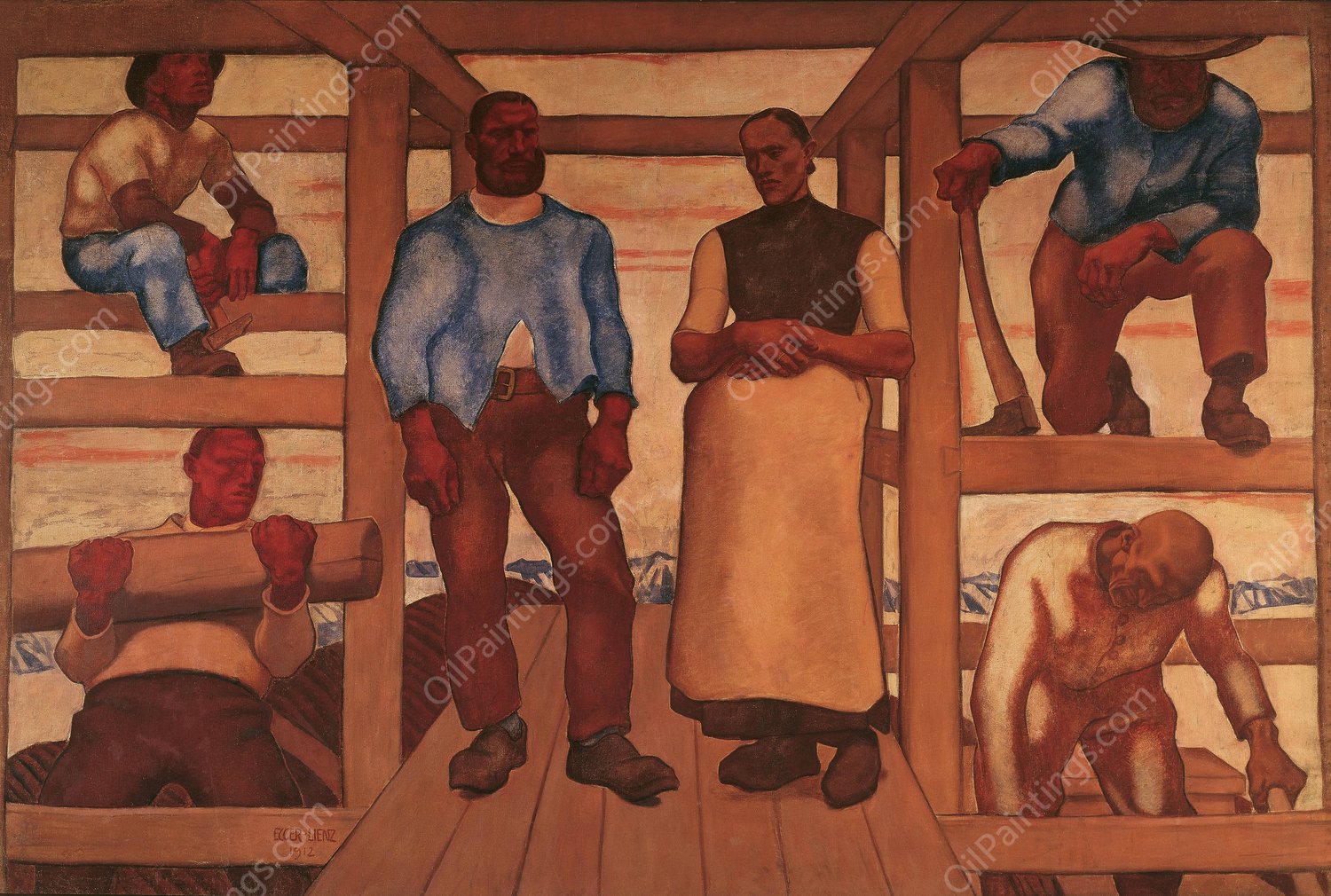 Das Leben  by Albin Egger Lienz - Hand-Painted Oil Painting Reproduction