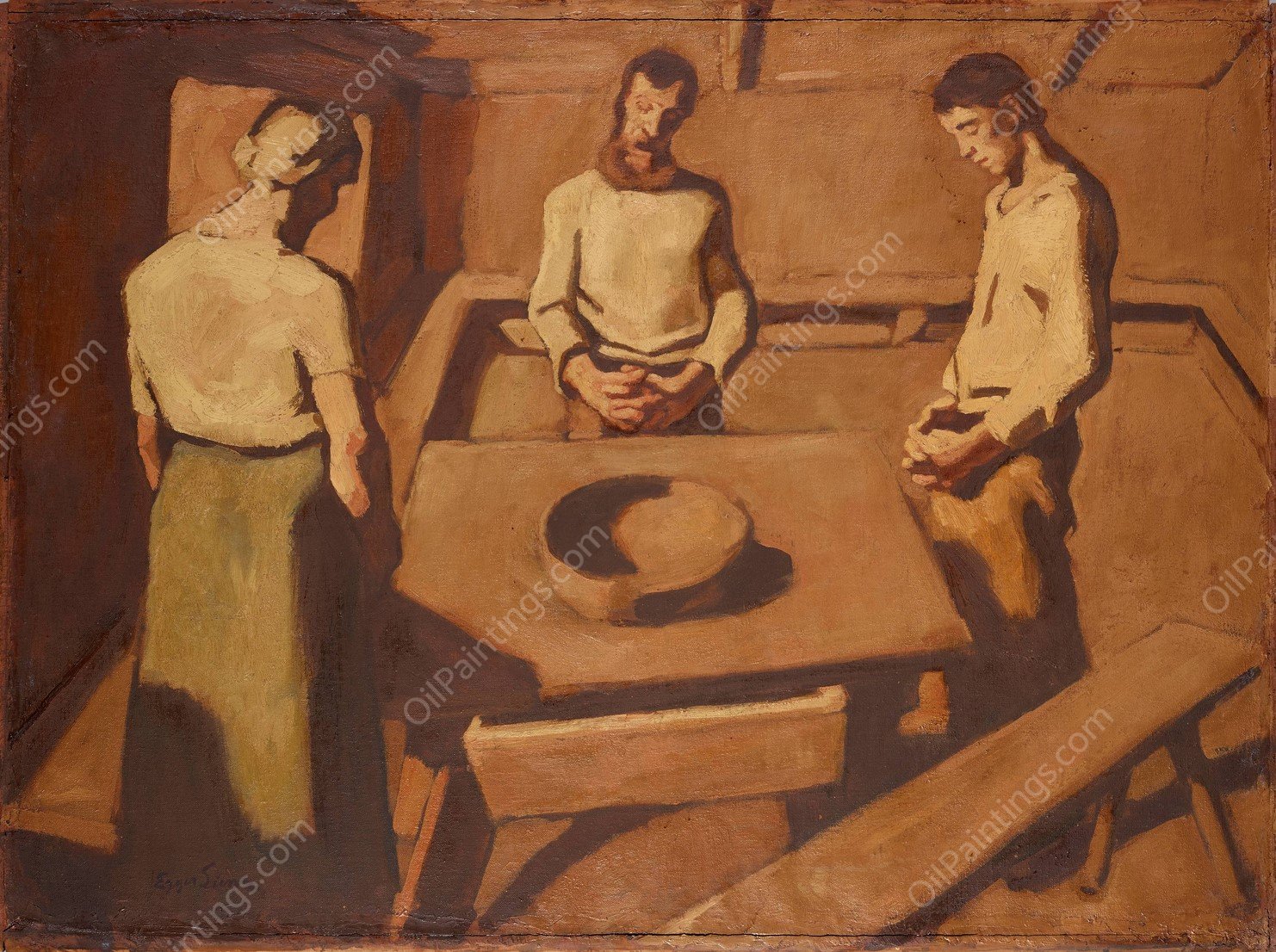 Das Tischgebet  by Albin Egger Lienz - Hand-Painted Oil Painting Reproduction