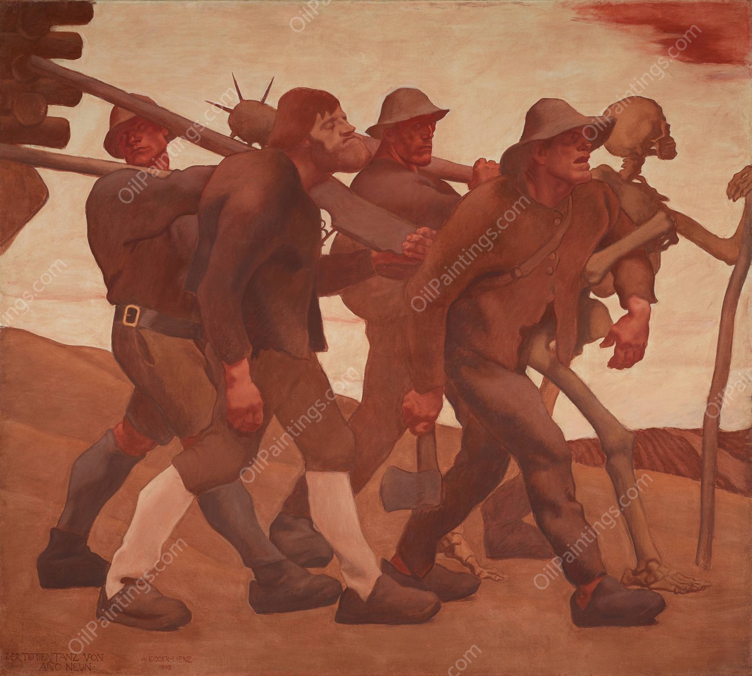 Der Totentanz Von Anno Neun  by Albin Egger Lienz - Hand-Painted Oil Painting Reproduction