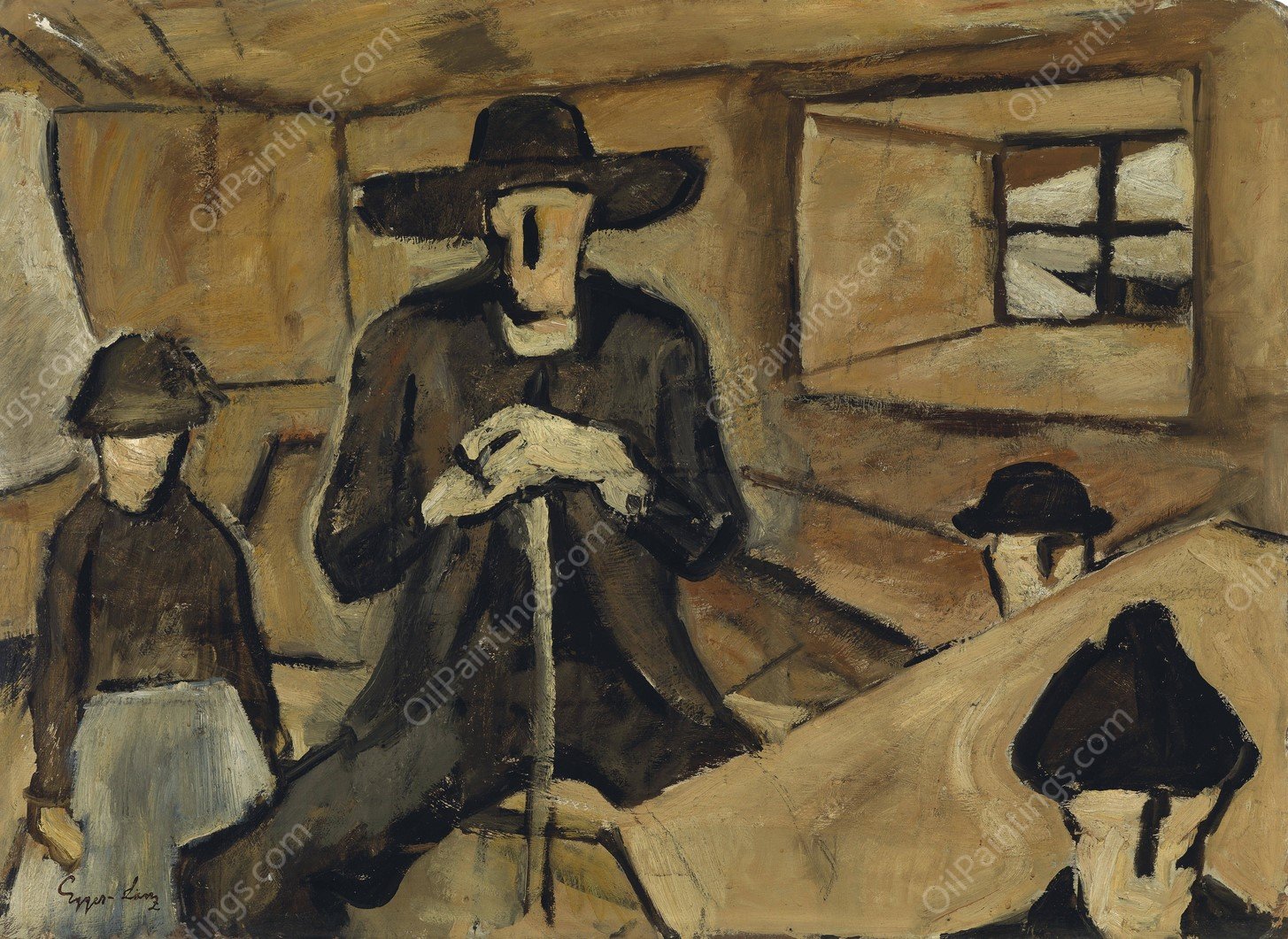 Die Familie Studie by Albin Egger Lienz - Hand-Painted Oil Painting Reproduction