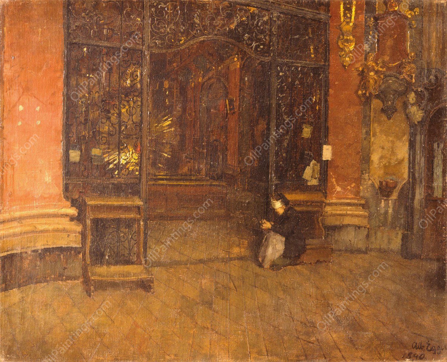 Inneres Der Johanneskirche In Munchen  by Albin Egger Lienz - Hand-Painted Oil Painting Reproduction