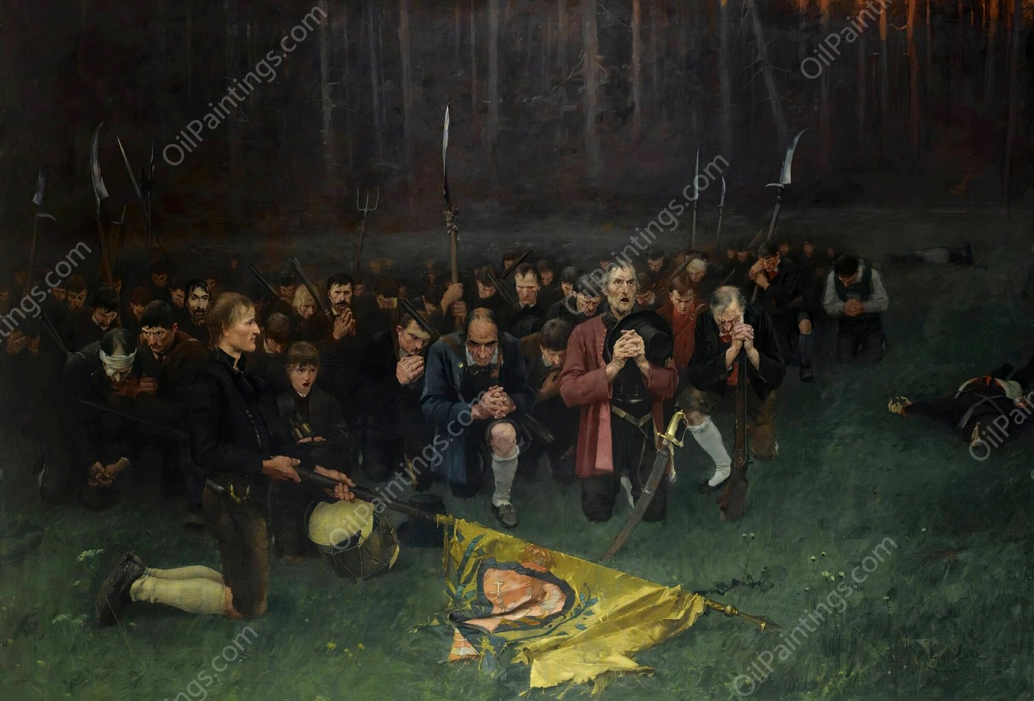 Prayer after the battle of Bergisel  by Albin Egger Lienz - Hand-Painted Oil Painting Reproduction