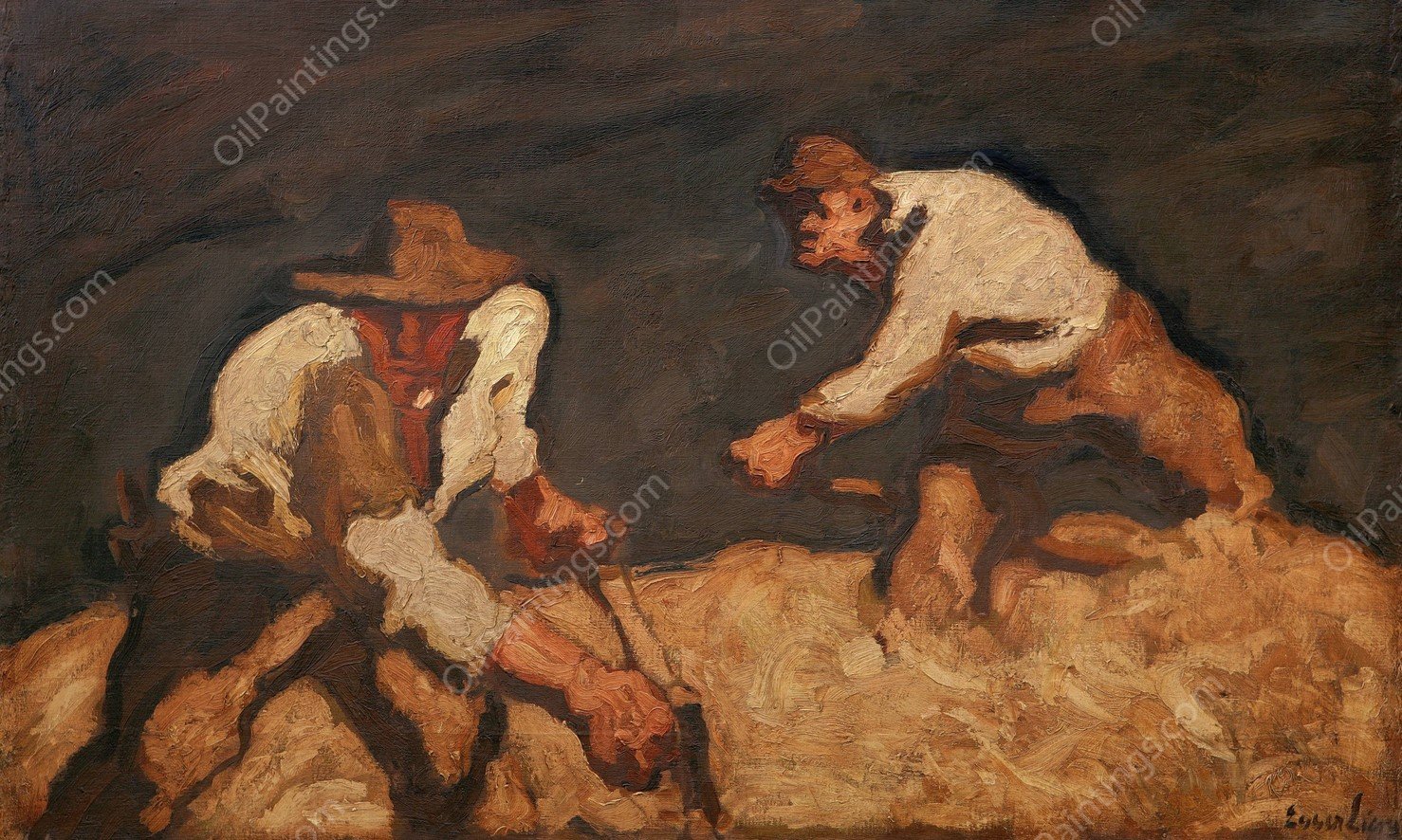 Reapers in a GatheringStorm  by Albin Egger Lienz - Hand-Painted Oil Painting Reproduction