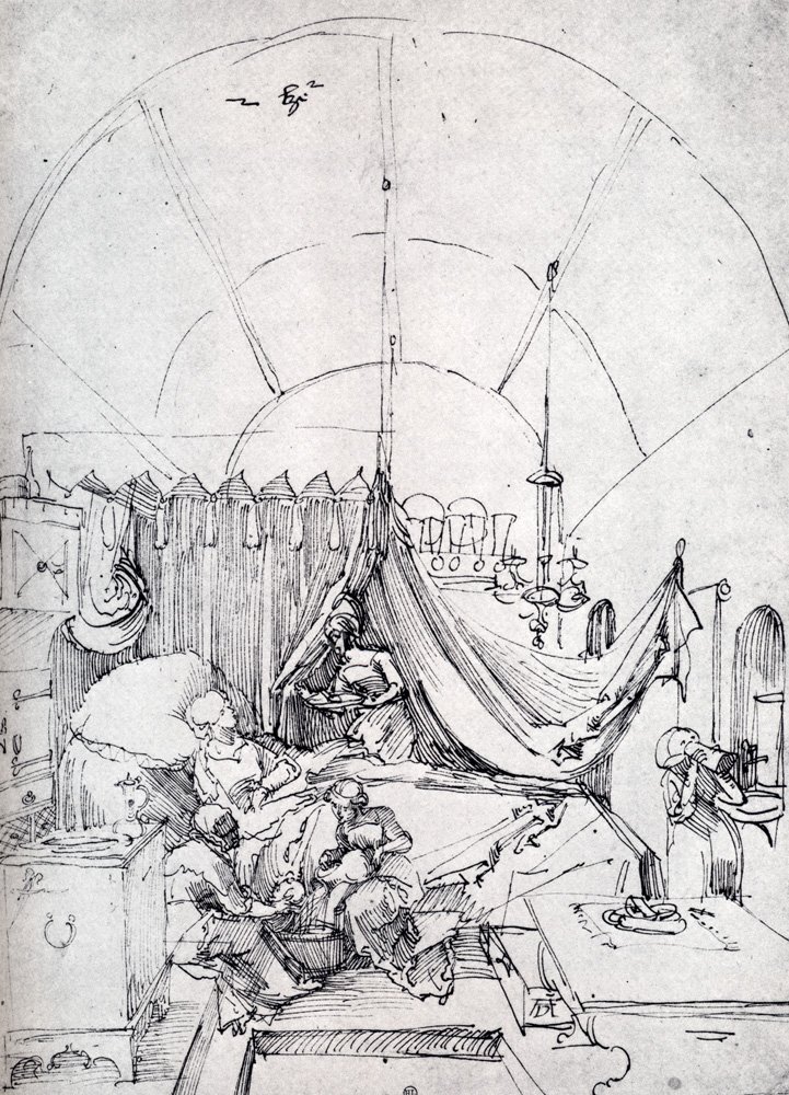 Lying-In Room by Albrecht Duerer - Hand-Painted Oil Painting Reproduction