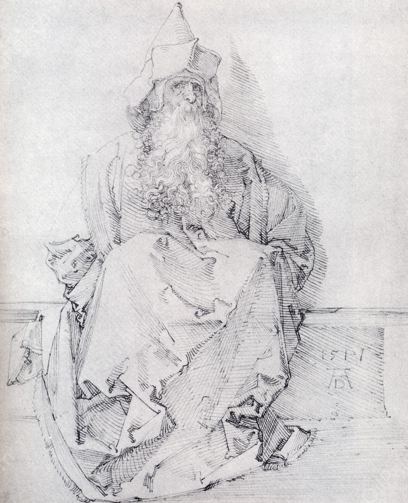 Seated Prophet by Albrecht Duerer - Hand-Painted Oil Painting Reproduction