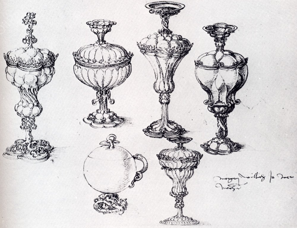 Six Goblets by Albrecht Duerer - Hand-Painted Oil Painting Reproduction