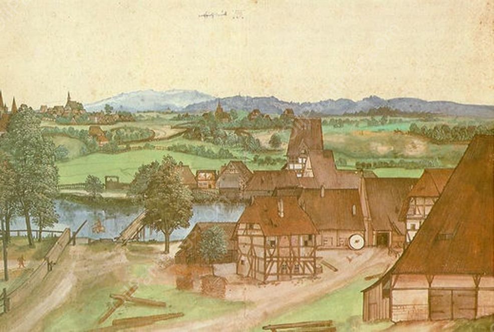 Willow Mills on the Pegnitz by Albrecht Duerer - Hand-Painted Oil Painting Reproduction