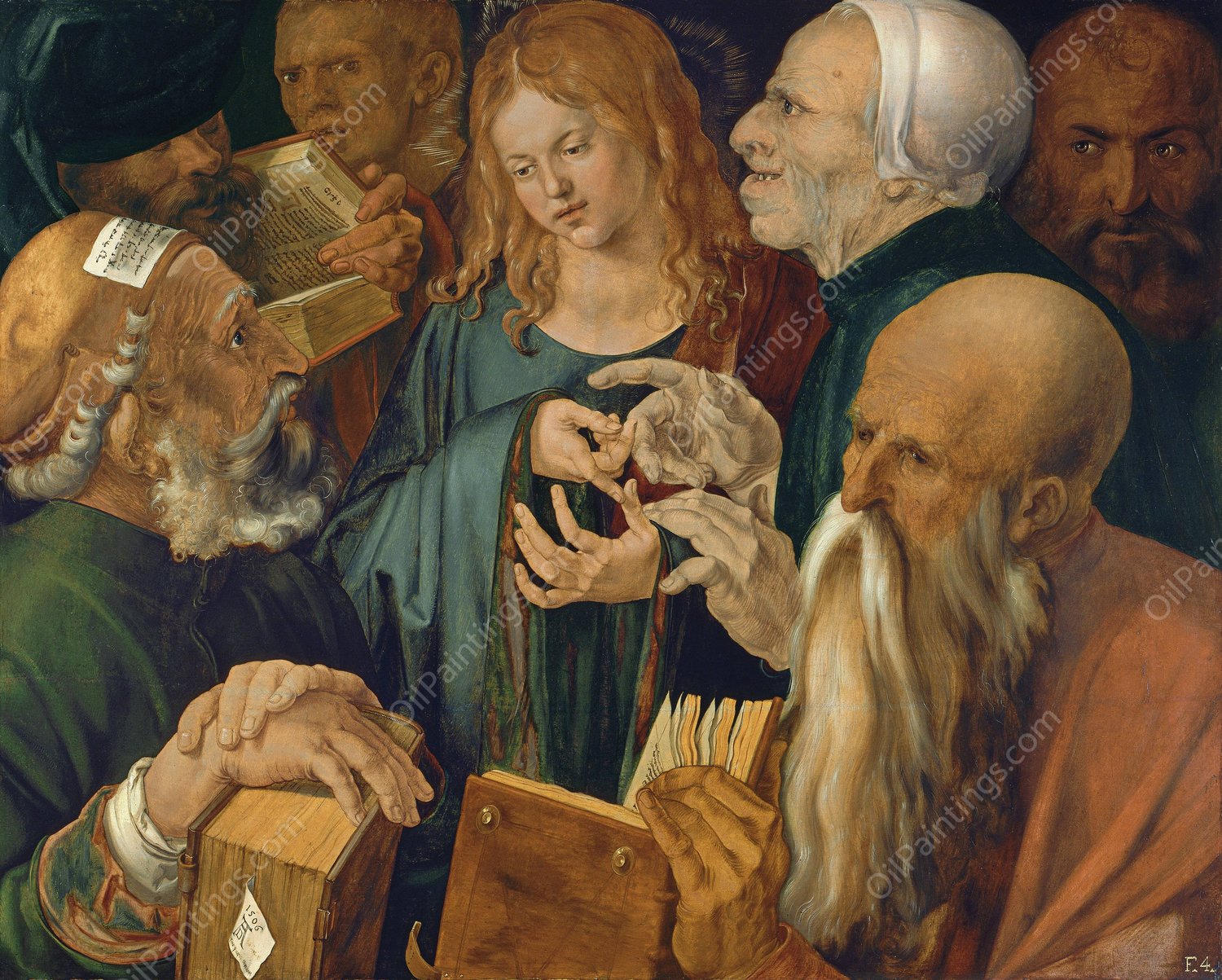 Jesus among the Doctors  by Albrecht Durer - Hand-Painted Oil Painting Reproduction