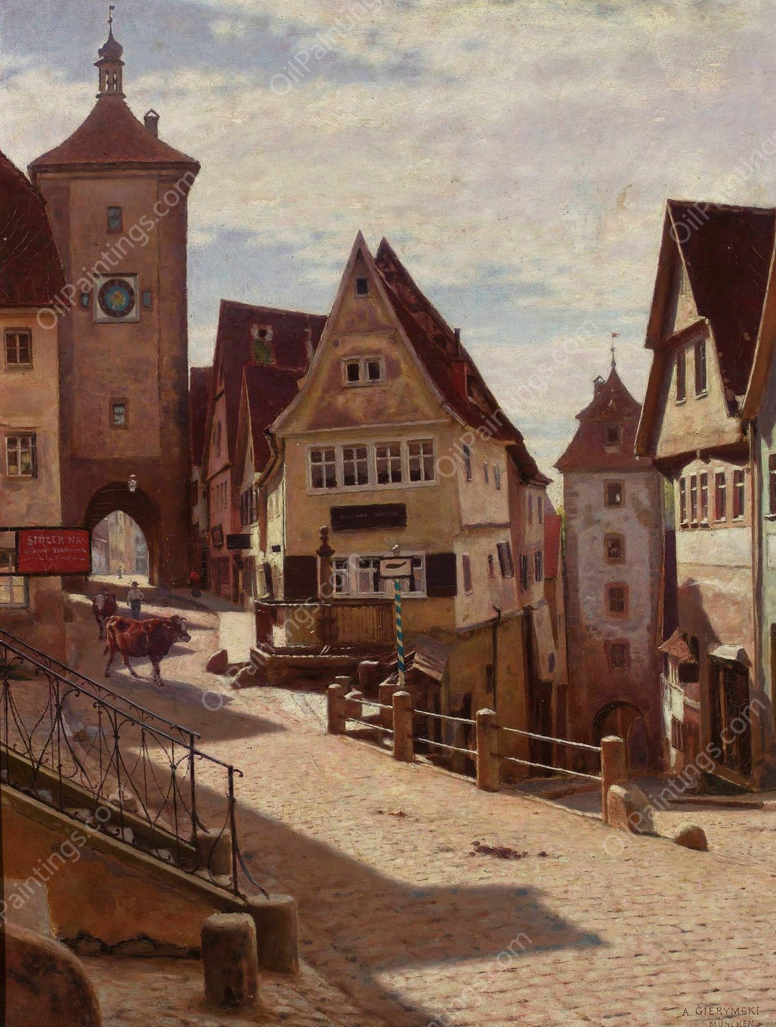 Am Plonlein in Rothenburg  by Aleksander Gierymski - Hand-Painted Oil Painting Reproduction