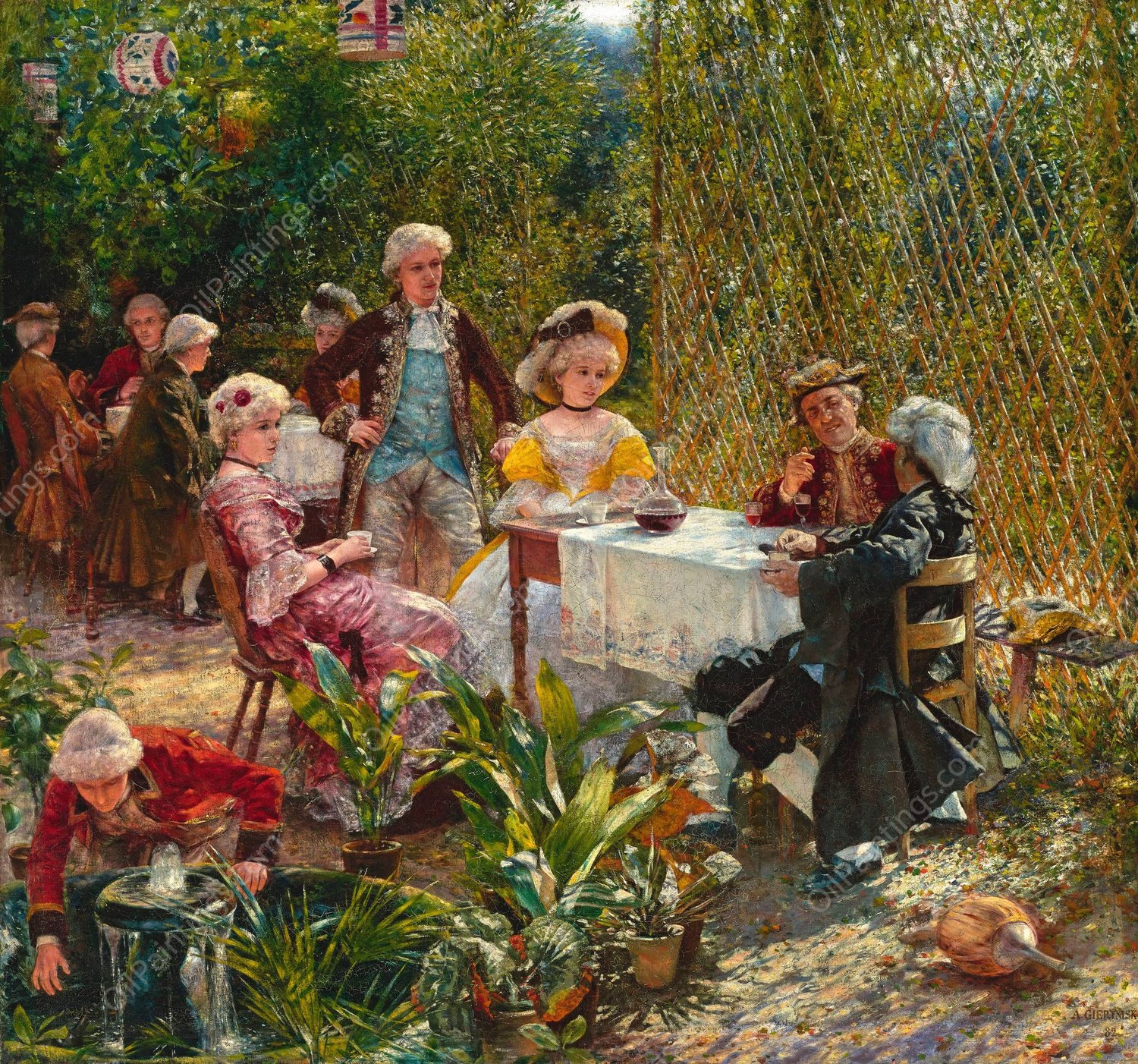 In the summer house by Aleksander Gierymski - Hand-Painted Oil Painting Reproduction