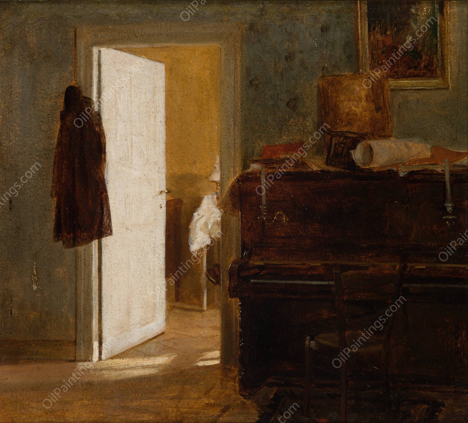 Interior of the Gierymskis' Flat in Munich  by Aleksander Gierymski - Hand-Painted Oil Painting Reproduction