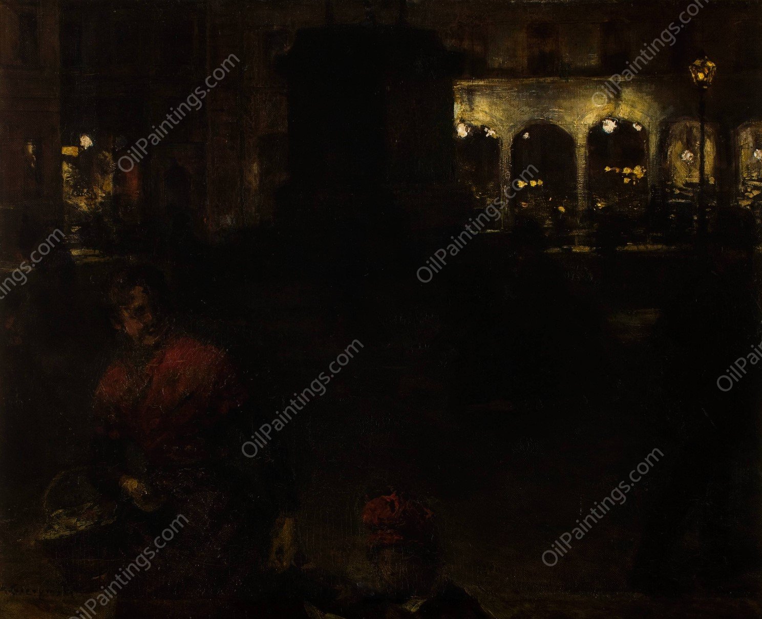 Motif from the Wittelsbachs'Square in Munich  by Aleksander Gierymski - Hand-Painted Oil Painting Reproduction