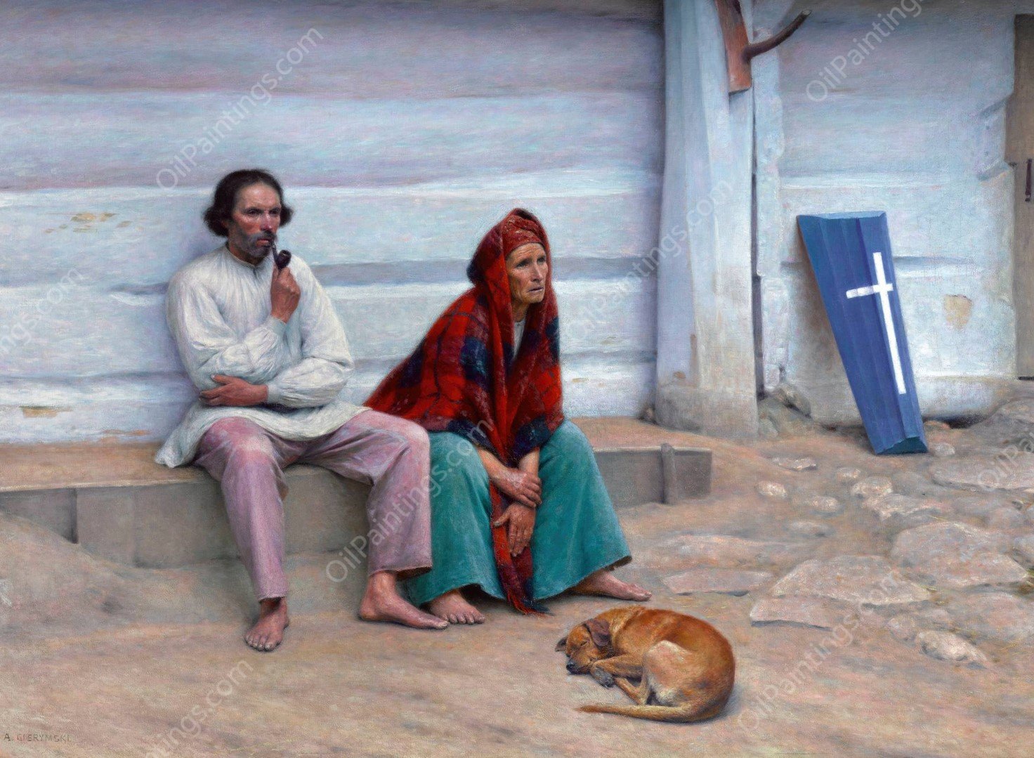 Peasant coffin by Aleksander Gierymski - Hand-Painted Oil Painting Reproduction
