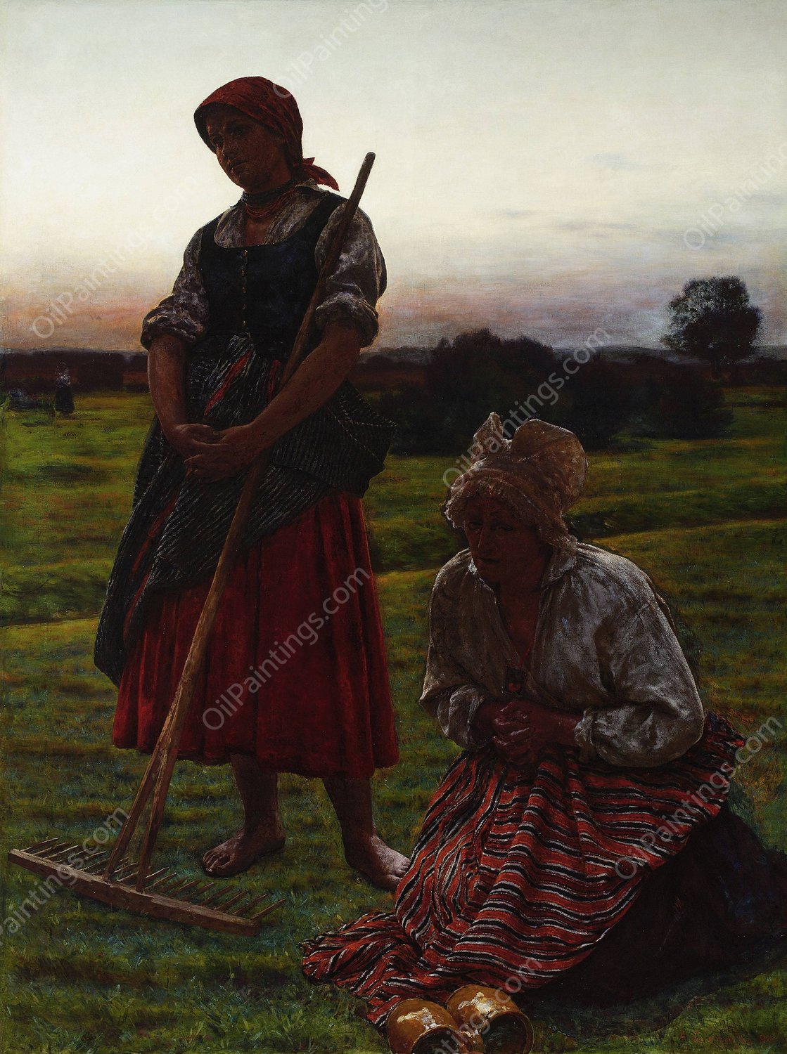 Prayer of the Angelus Domini  by Aleksander Gierymski - Hand-Painted Oil Painting Reproduction