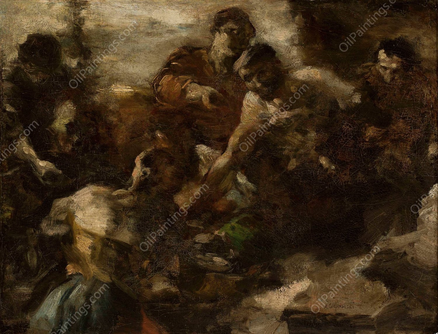 Tavern in Rome, sketch  by Aleksander Gierymski - Hand-Painted Oil Painting Reproduction